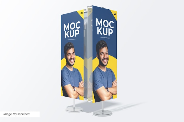 Mockup di banner con palo in piedi