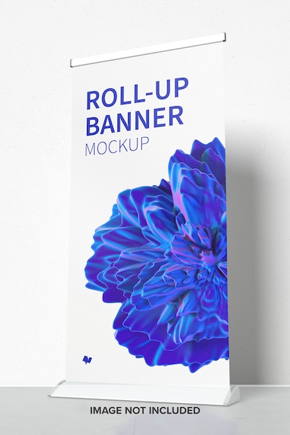 PSD mockup di banner roll-up in piedi