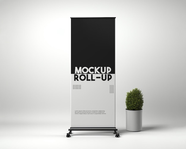 Standing roll up banner mockup