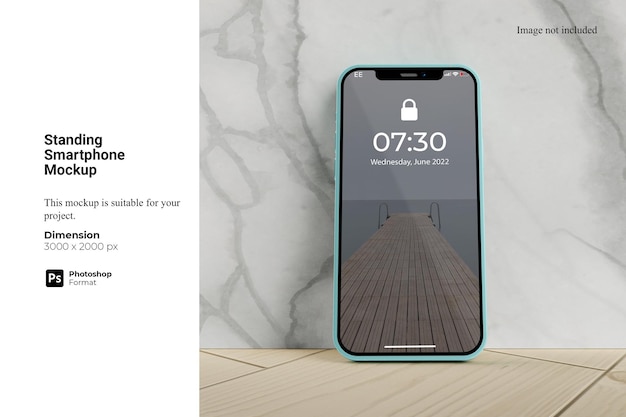 Mockup di smartphone in piedi