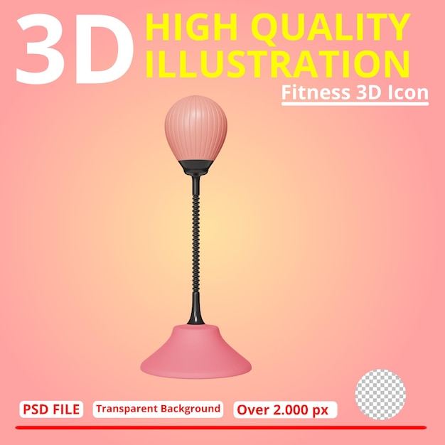 Standing speed ball fitness 3d illustration for any project