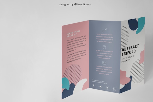 PSD standing trifold brochure mockup