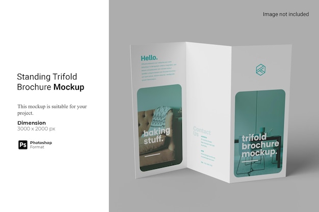 PSD mockup di brochure a tre ante in piedi