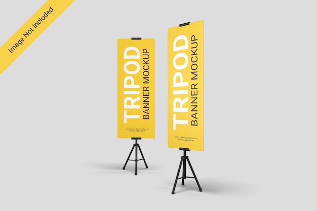 In piedi treppiede banner mockup design isolato