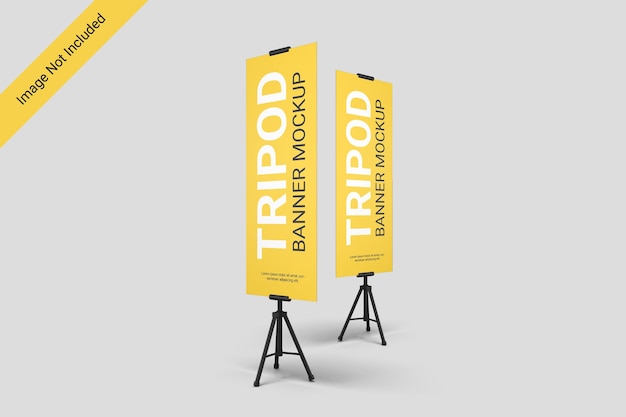 Standing tripod banner mockup design isolated