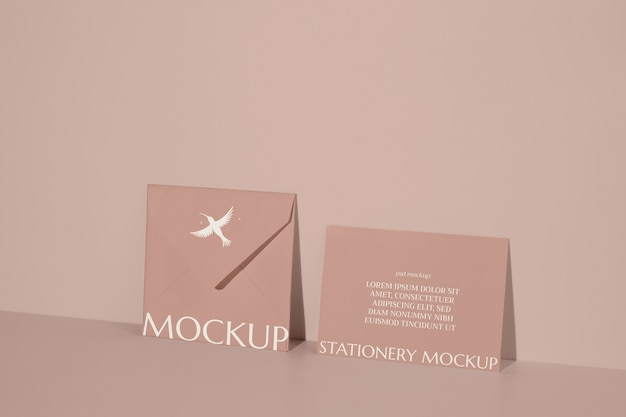 Standing up wedding invitation set mockup