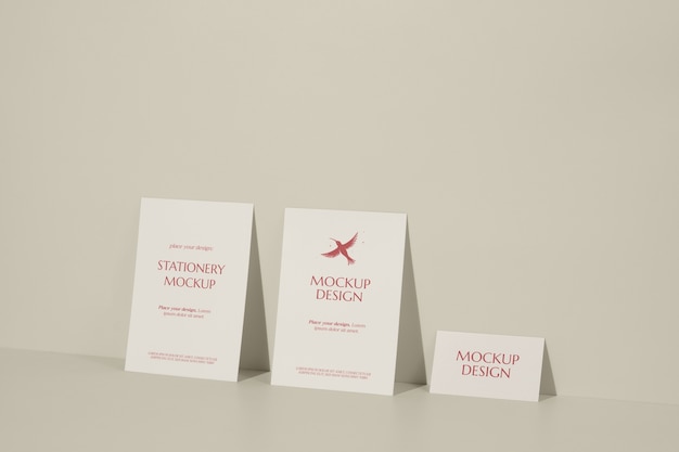 PSD standing up wedding invitation set mockup