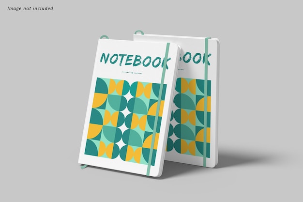 Standing view of two notebook mockups