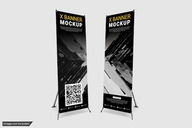 PSD mockup di banner x in piedi