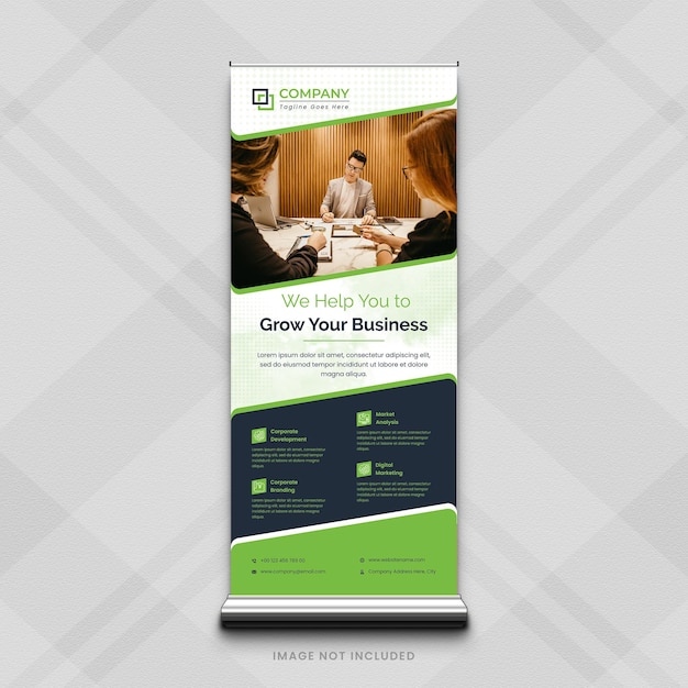 PSD standing xbanner template and modern corporate roll up banner template