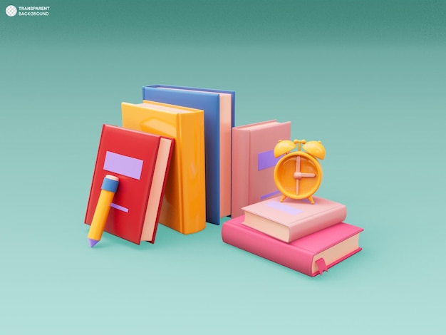 Stapel boeken 3d render geïsoleerd