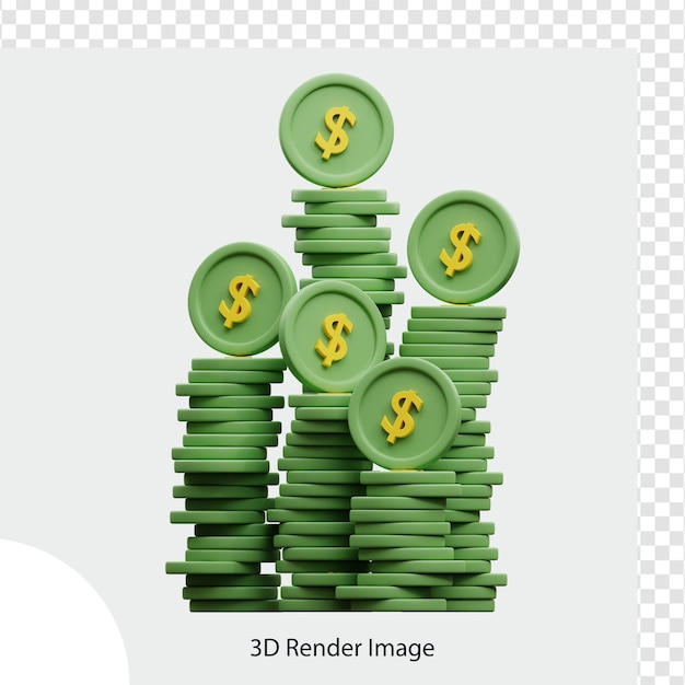 Stapel dollar munten 3d illustratie