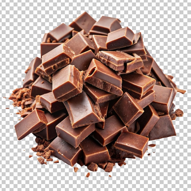 PSD stapel gehakte gemalen chocolade op doorzichtige bg