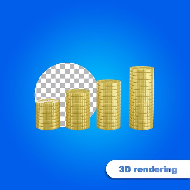 PSD stapel gouden munten 3d render.