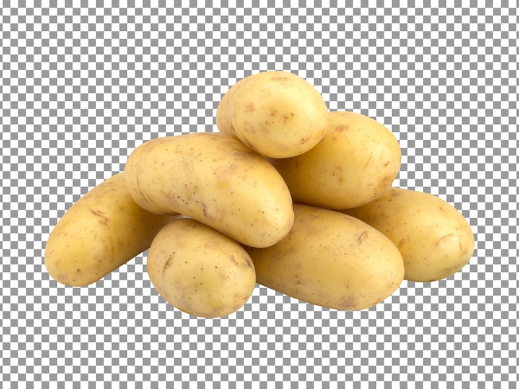 PSD stapel hele aardappelen geïsoleerd op transparante achtergrond