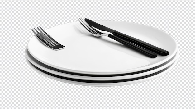 Stapel witte borden met vork en mes Perfect voor culinaire presentaties en tafelinstellingen