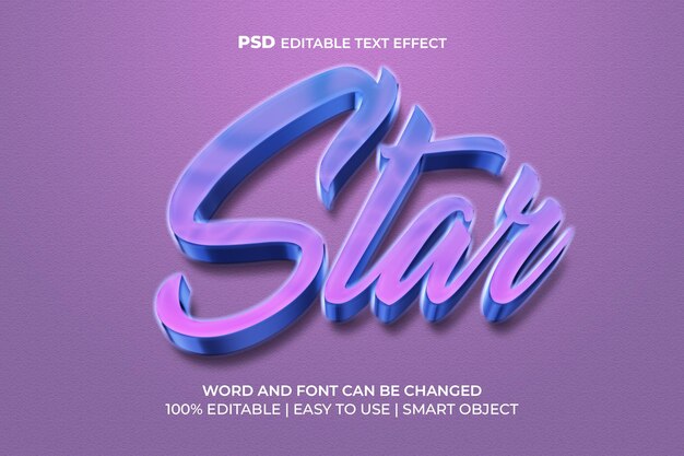 PSD star 3d bewerkbaar teksteffect