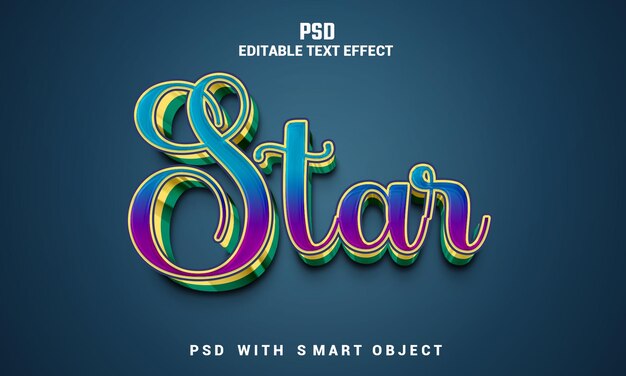 PSD effetto testo modificabile star 3d con sfondo premium psd