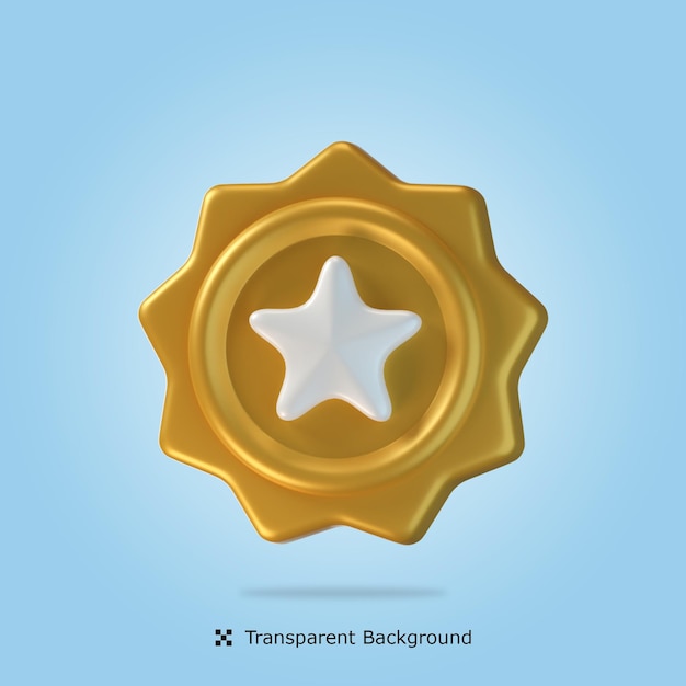 Star badge 3d icon illustration