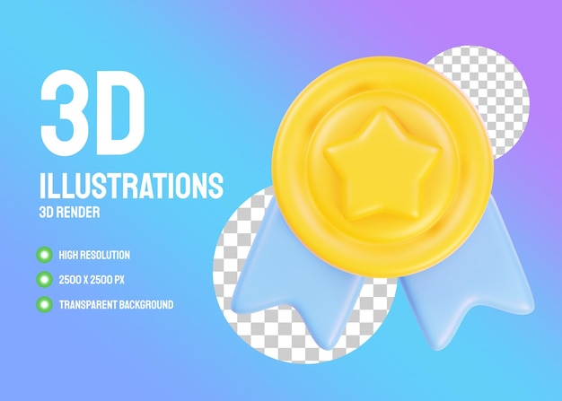 PSD star badge 3d illustrations