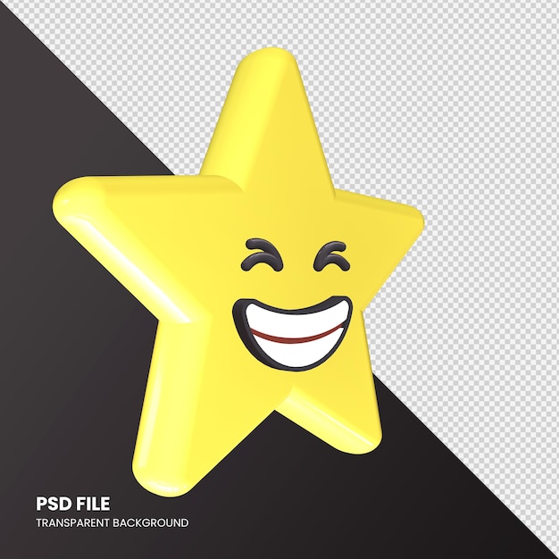 Star emoji 3d rendering ghignando strabismo faccia isolata