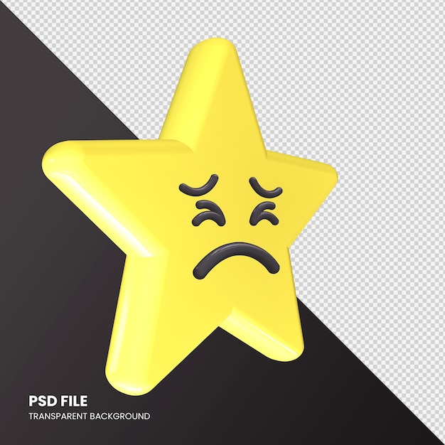 PSD star emoji 3d rendering persevering face isolated