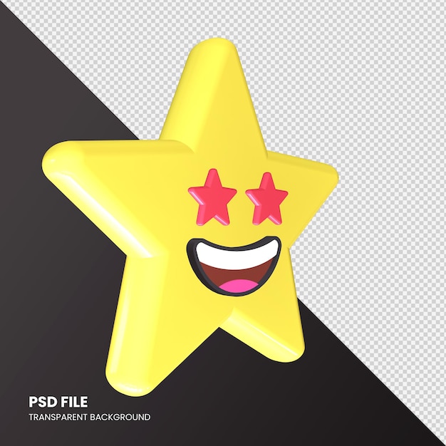 PSD star emoji 3d rendering star struck isolated