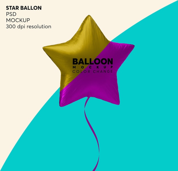 PSD star foil helium balloon mockup geïsoleerd