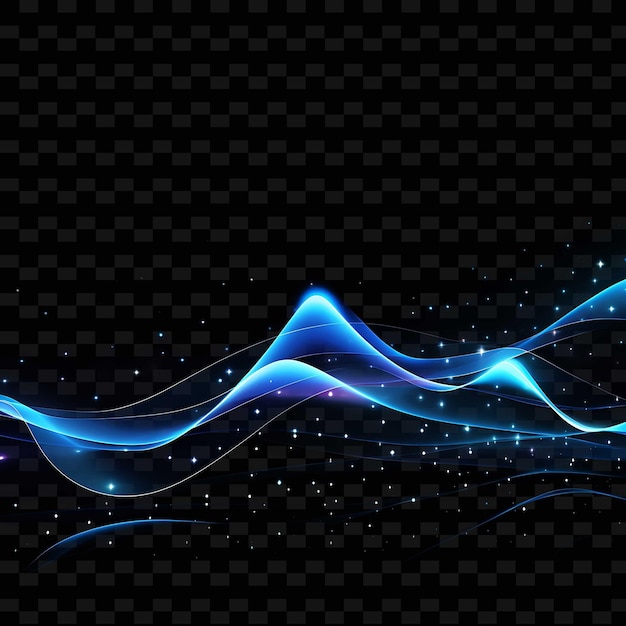 PSD star galactic blue wavy neon lines galaxy decorations pointe png y2k shapes transparent light arts