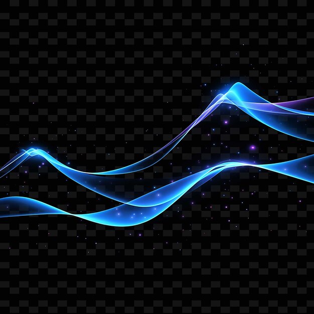 PSD star galactic blue wavy neon lines galaxy decorations pointe png y2k shapes transparent light arts
