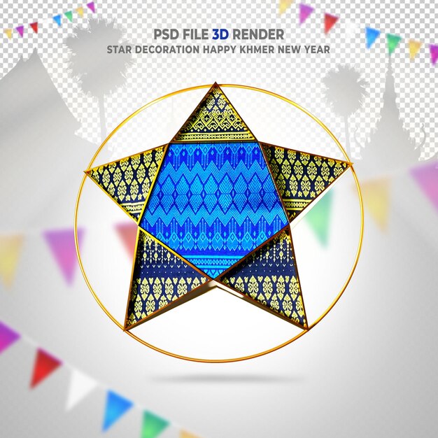 PSD star happy khmer new year 3d render