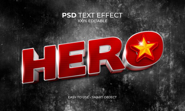 PSD effetto testo star hero