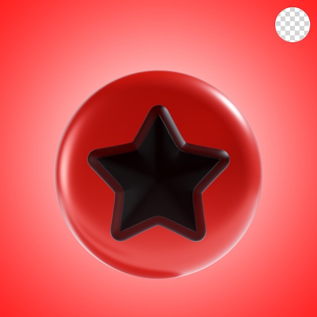 PSD star icon 3d illustration with red background