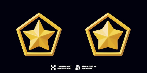 PSD star icon collection 3d