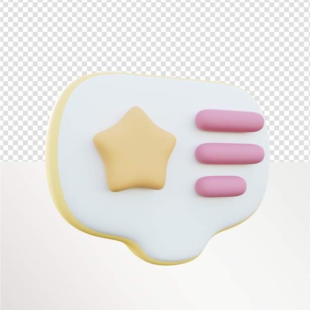 star icon on cute bubble chat 3d rendering