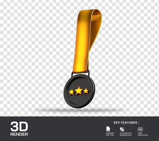 PSD star medal 3d render illustration