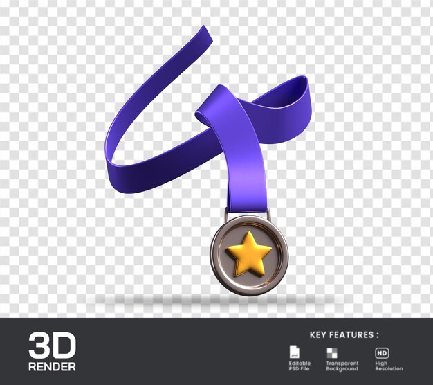 Star medal 3d render illustration