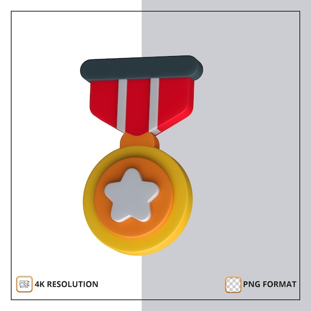 Star medal championship pictogram 3d render