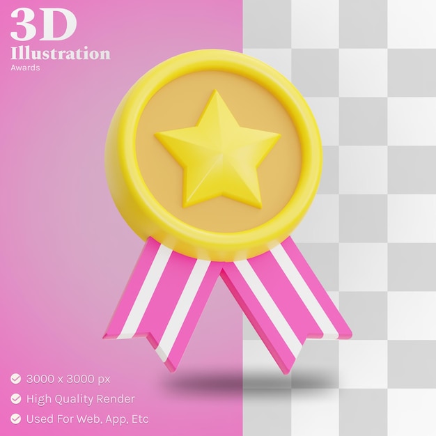 Star medal illustration 3d