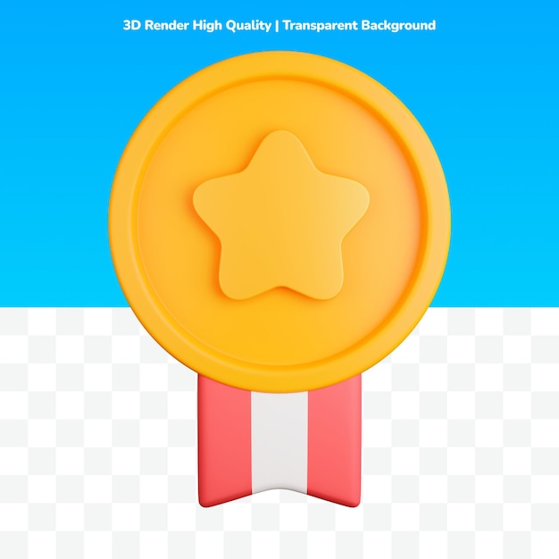 Star medal isolated 3d rendering illustration