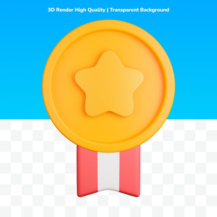 Star medal isolated 3d rendering illustration