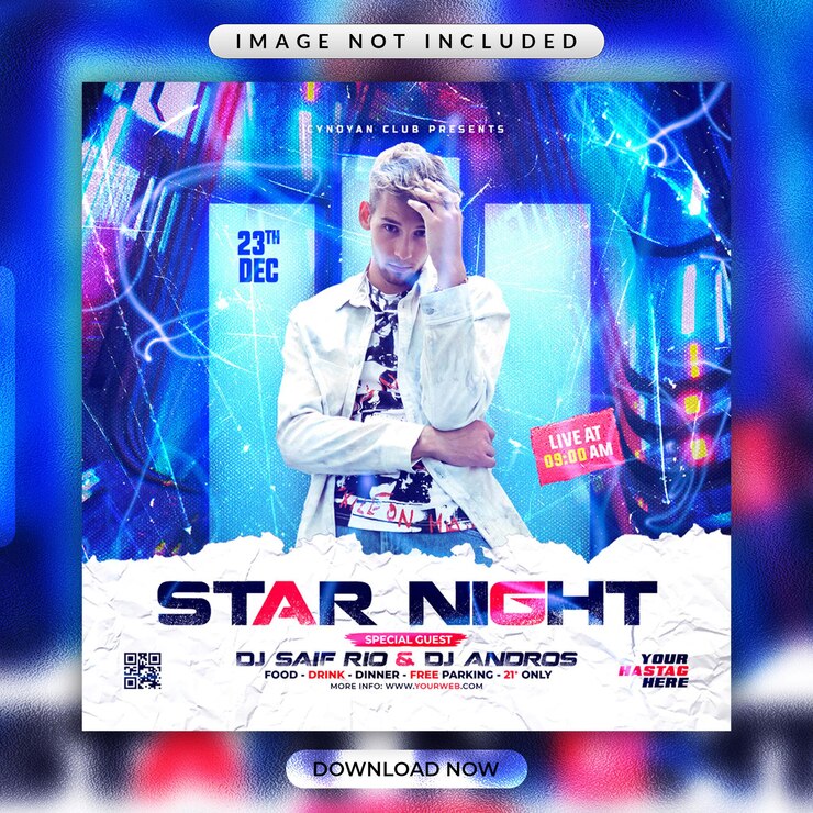 Шаблон рекламного баннера Star Night Party или рекламного баннера в социальных сетях