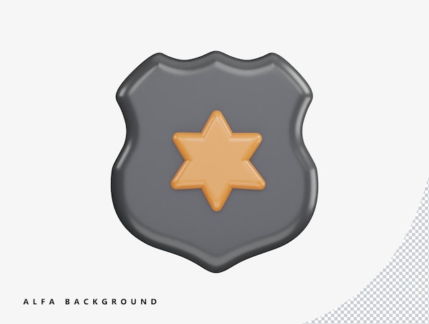 PSD star and protect shield with 3d rendering vector icon illustration