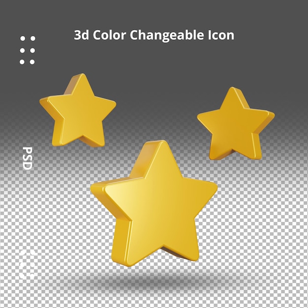 Звездный рейтинг 3d визуализация значка пользовательского интерфейса