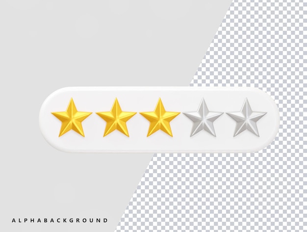 Star rating icon 3d render psd element