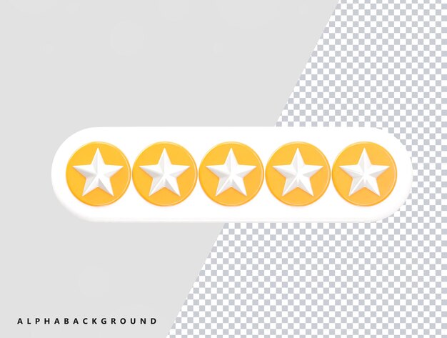 Star rating icon 3d render psd element