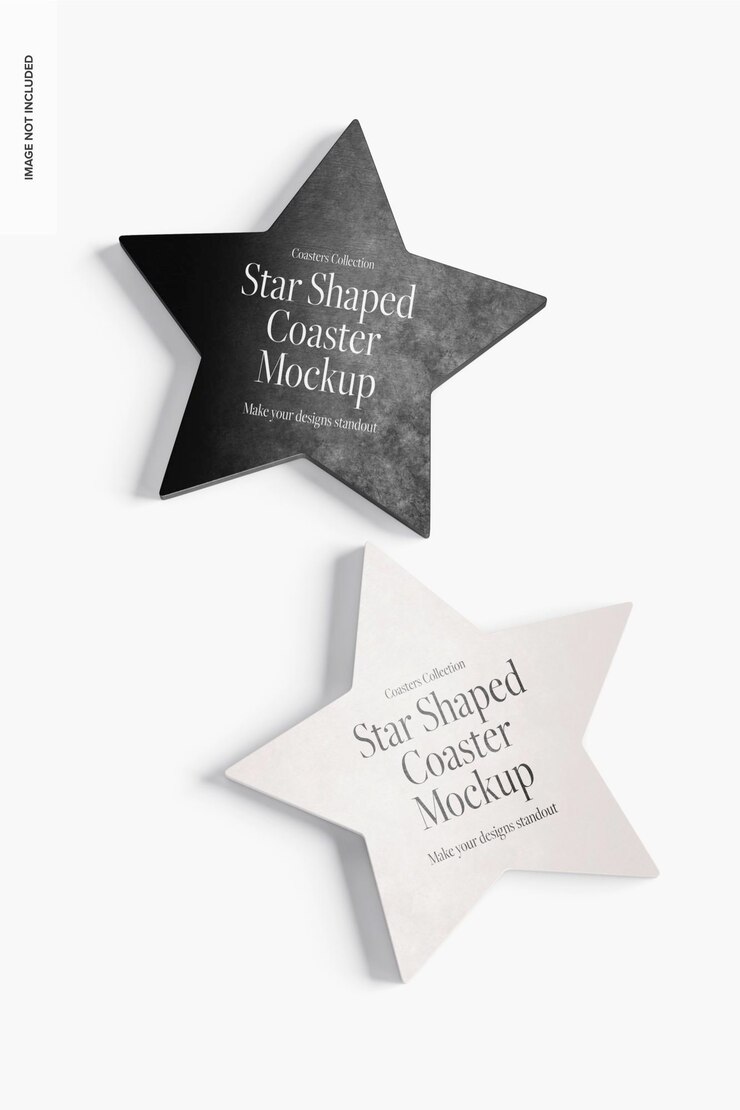 PSD star shaped coaster mockup, top view