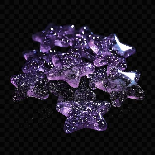 Un oggetto a forma di stella con cristalli viola e rosa