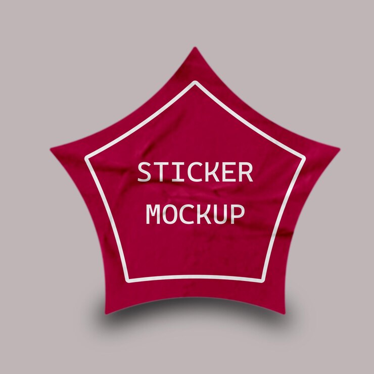 PSD star shaped sticker mockup