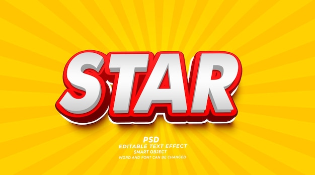 PSD star silver and red color 3d editable photoshop text effect style